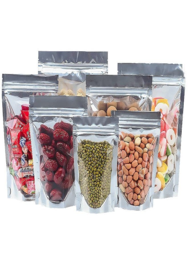 TRUE SHOP TRANSPARENT FRONT/SILVER BACK FOOD GRADE REUSABLE STORAGE STANDUP POUCHES WITH SILVER ZIPPER POLYTHENE PLASTIC COVER BAG (250 GM, 20, count) - Image 1